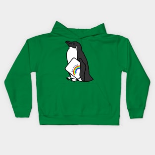 Cute Penguin Says Be Kind With a Rainbow Kids Hoodie